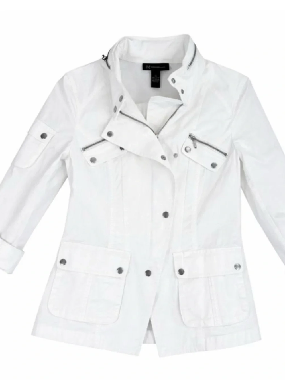 INC International Concepts White Women's Utility Jacket with Snap Details - Picture 1 of 6